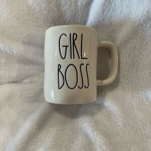 Rae Dunn Cream Mug with Black "GIRL BOSS" Lettering